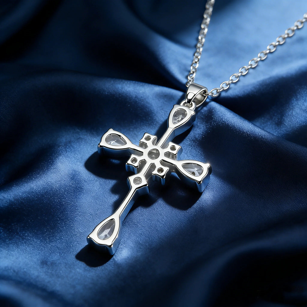 Classic Cross Cz Pendant Necklace Silver-Plated Clavicle Chain Elegant Jewelry For Women'S Birthday Anniversary