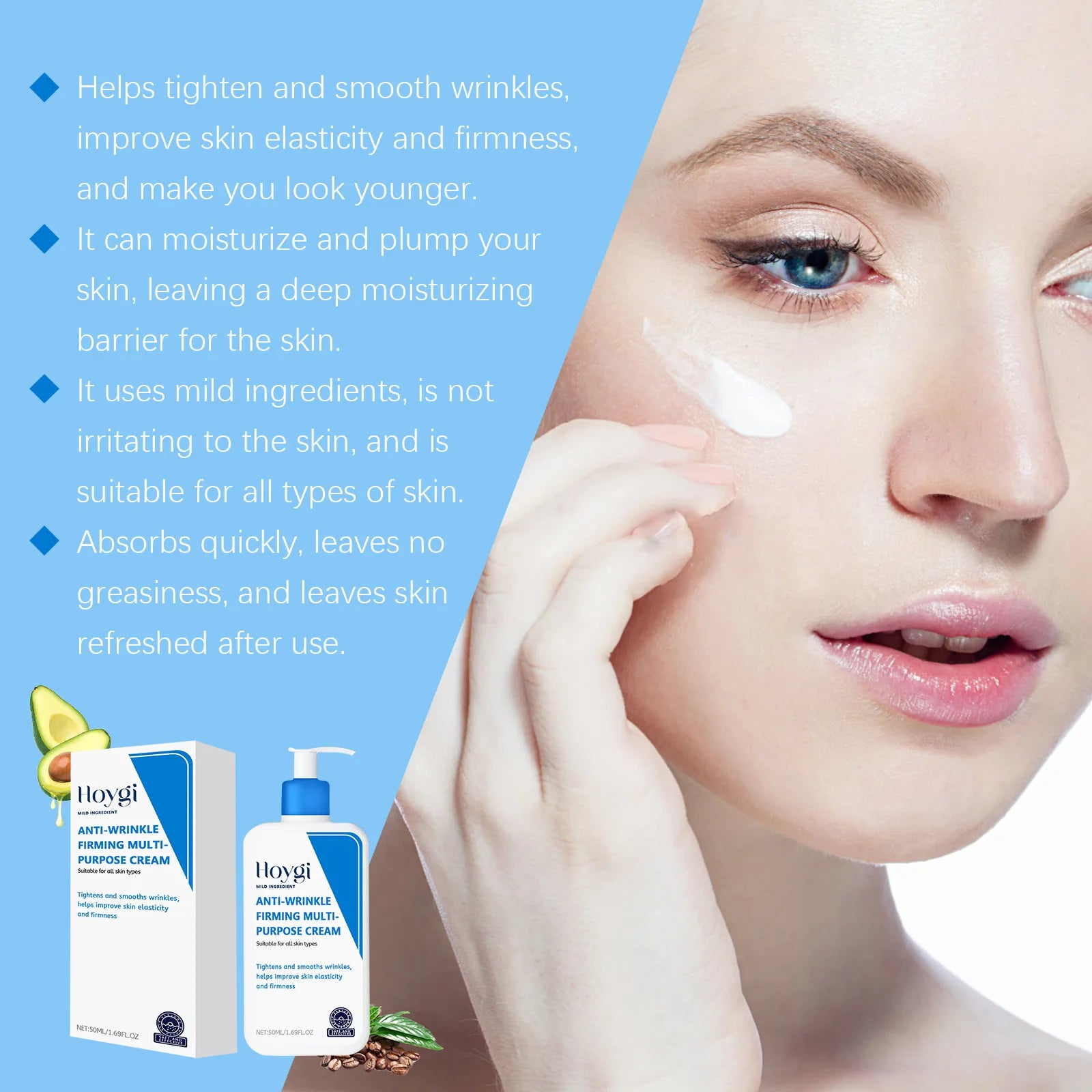 Hyaluronic Acid Cream Shrink Pores Anti Wrinkle Nourishing Hydrating Improve Dryness Remove Fine Lines Moisturizing Facial Cream