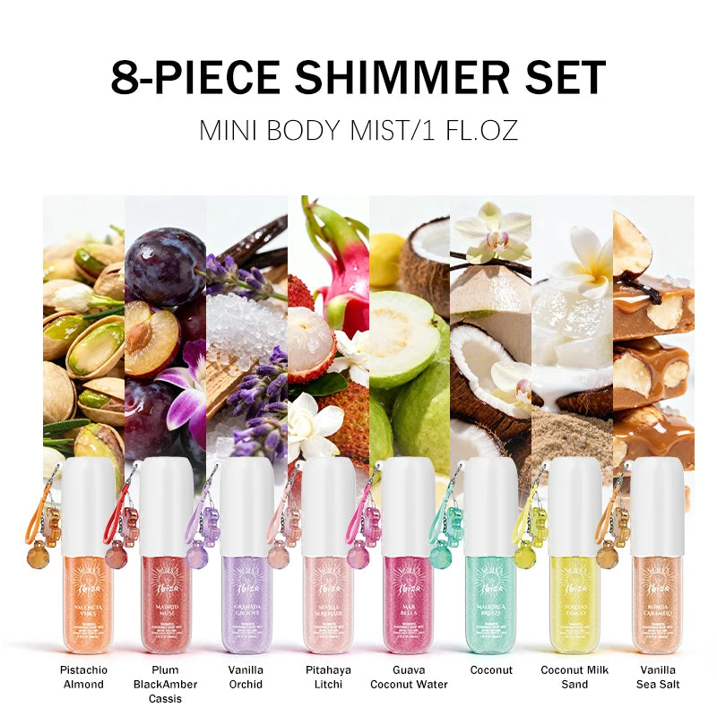 SOLO EN IBIZA 8-Piece Body Mist Set, 8 Scents, Long-Lasting Travel Perfume,Suitable for daily usee,Perfect Valentine's Gift