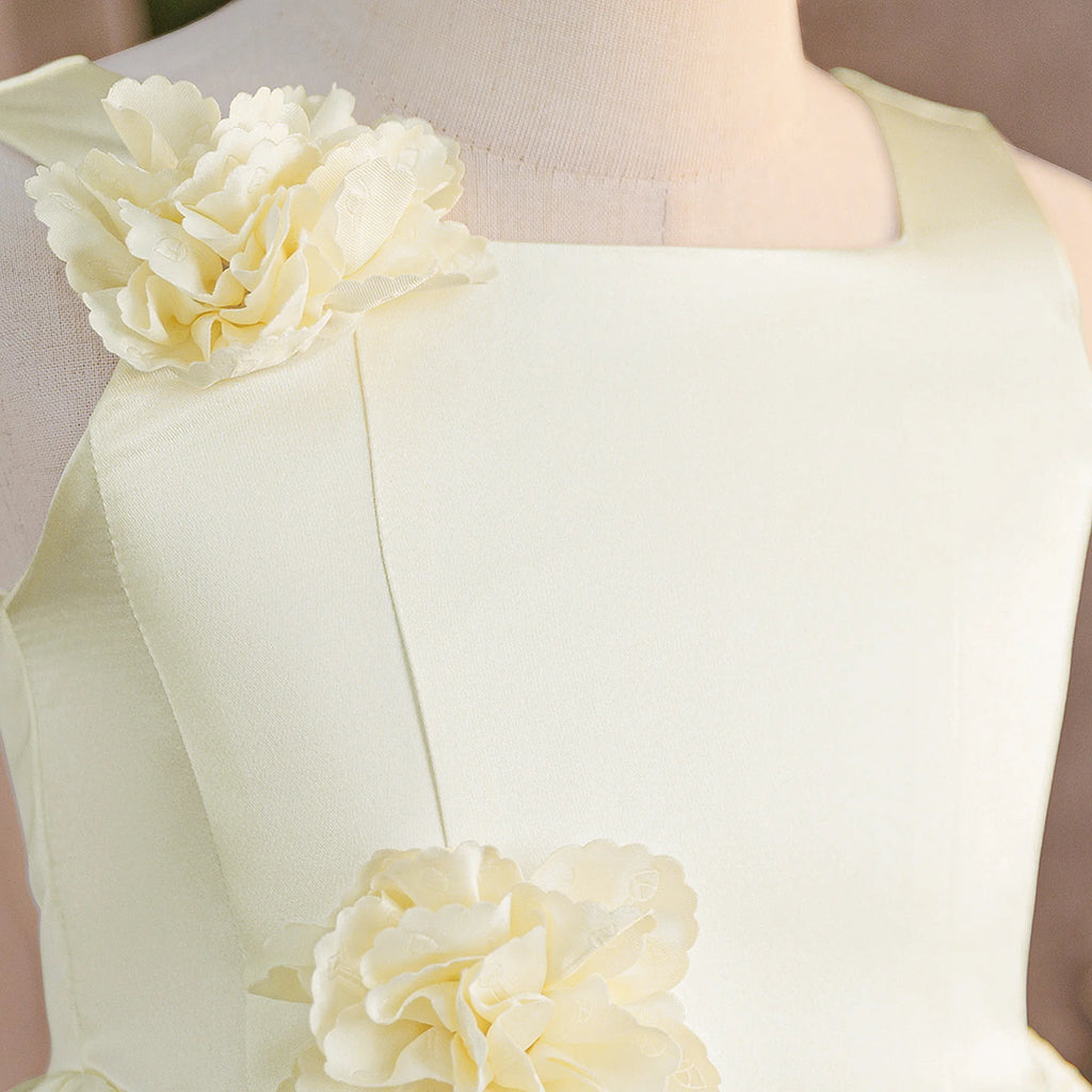 Summer Flower Bridesmaids Girls Dress Elegant Birthday Party Princess Prom Dresses Girl Gala Bow Baptism Wedding Evening Costume