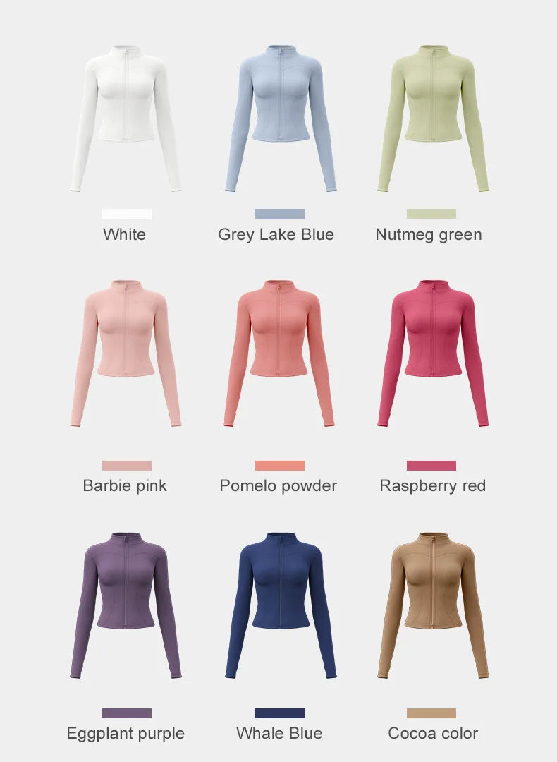 Yoga Tracksuit Women's Standing Collar Long Sleeved Sports Jacket Running Training Gym Fitness Top Windproof Suit