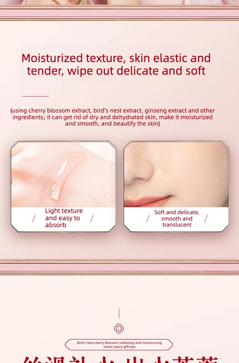 Cherry Blossom  Moisturizin Anti-Wrinkle Set Reduces Fine Lines Repairs Skin Hydrates Brightens Anti-Aging Firming Skin care