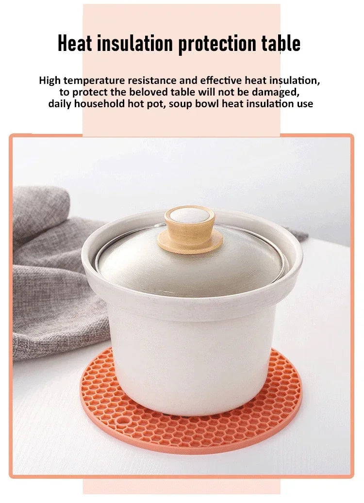 Table mat tool multifunctional kitchen silicone tableware mat, round anti slip coffee cup coaster, pot holder
