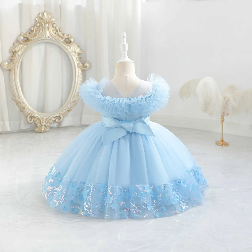 HETISO Sequined Tulle Formal Dress for Girls Elegant Princess Performance Gown New Year Gift Occasion Children's Wear