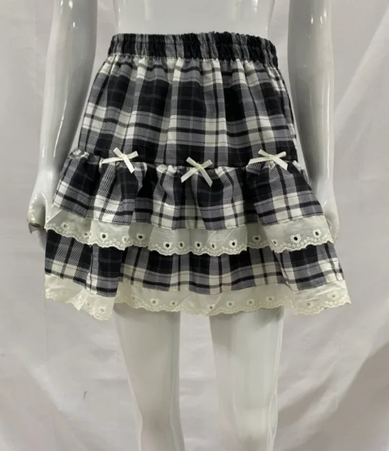 Korean Chic Y2K Sweet Girl's White Princess Mini Skirt Ballet-style Tiered Skirt Elastic High Waist Cake Skirt Shorts All-match