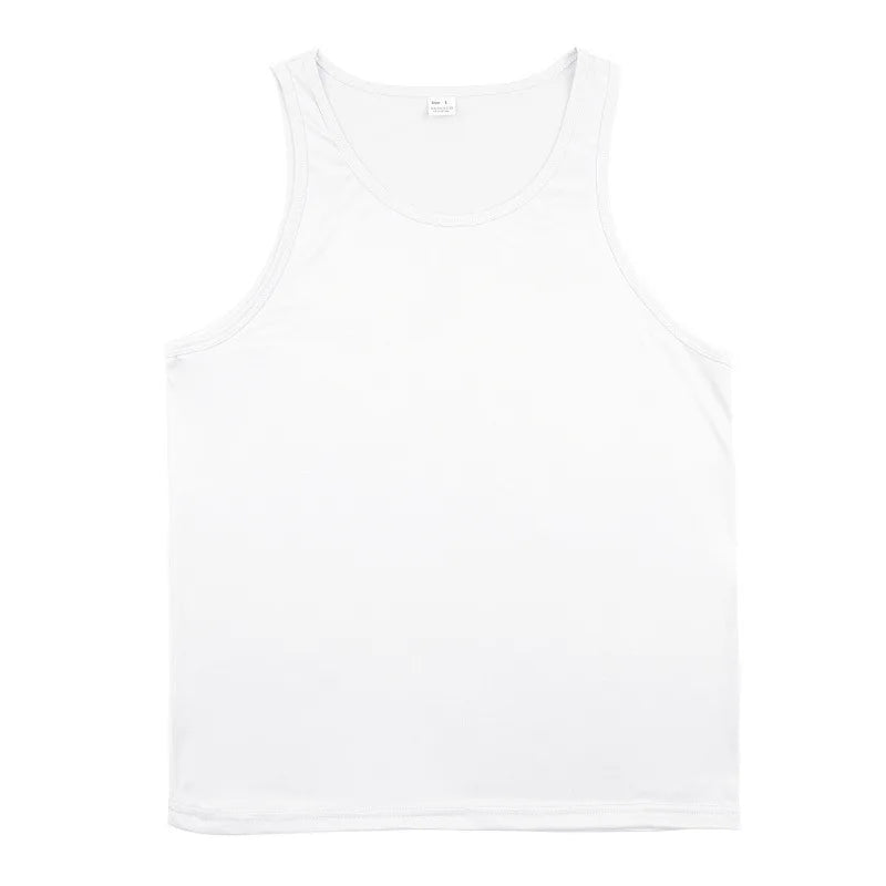 Men's Gym Sports Tank Top Muscle Aesthetic Dry Fast Workwear Polyester Fiber Summer Sport Fit Style Solid Color round Neck