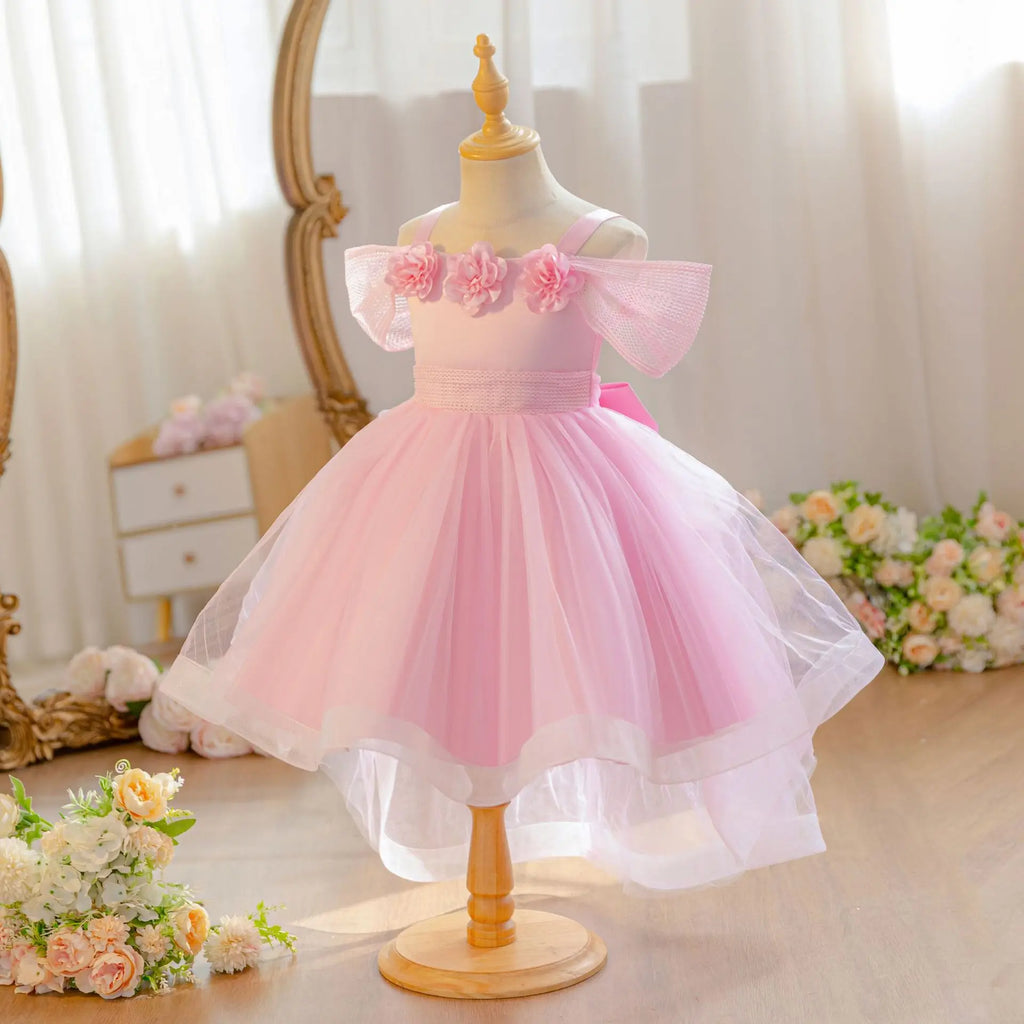 HETISO Children's Birthday Dress Off-the-shoulder Party Princess Wedding Holiday Ball Gown For 1-5 Years