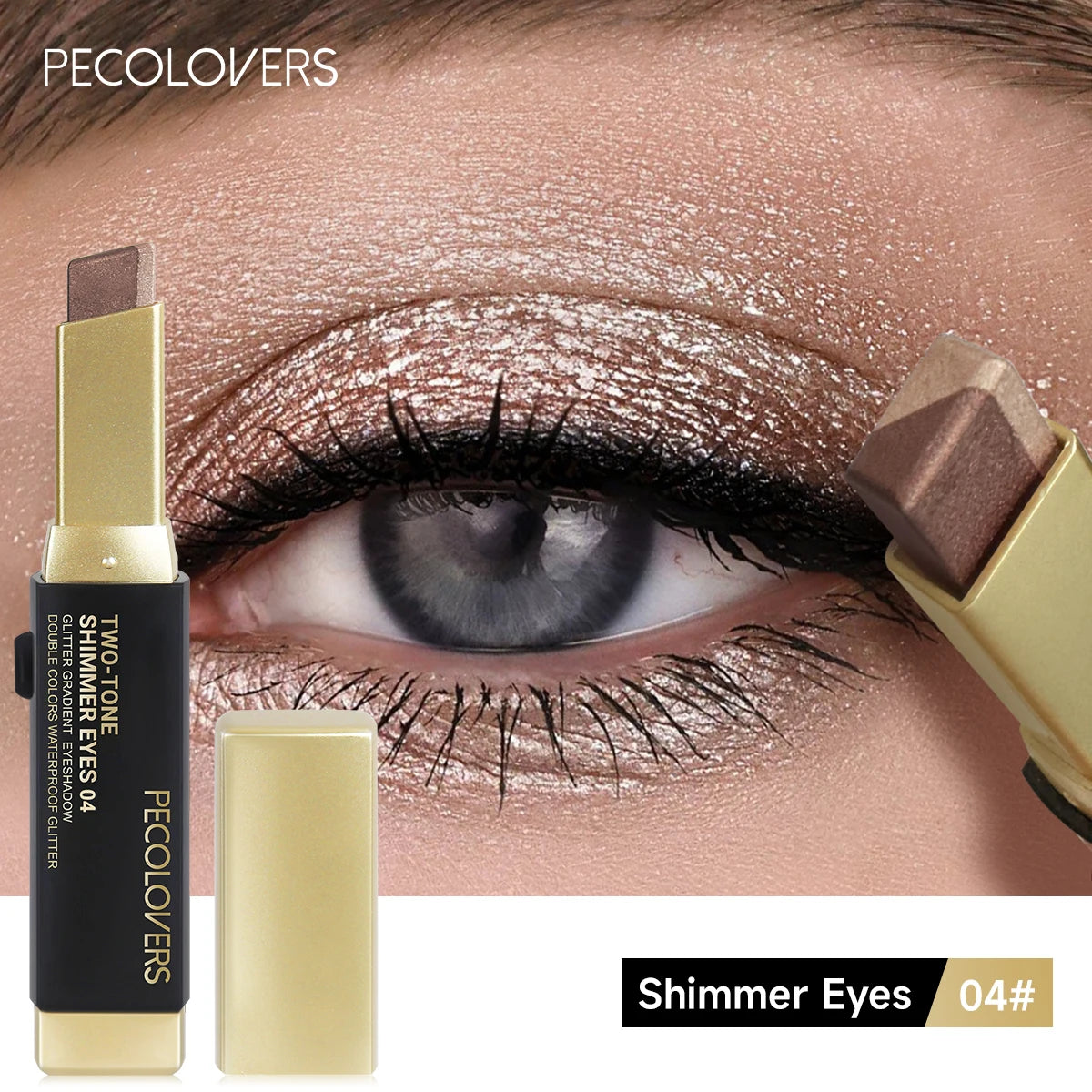 Dual Color Eyeshadow Stick Waterproof Glitter Metallic Shadow Long Lasting For Bold Eye Looks