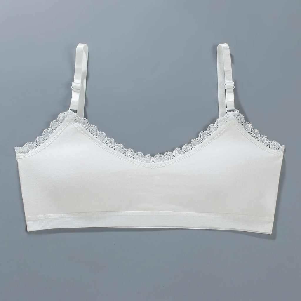 1/3PCS Girls Lace Bras Children Breathable Underwear Kids Tube Tops Soft Cotton-padded Teens Youth Girls Washable Bras Camisoles