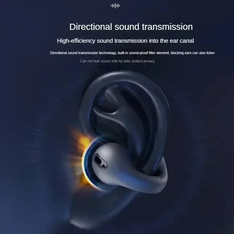 TWS Bluetooth Headset 5.3 Wireless Air Conduction Headphones Clip Ear Music Noise Canceling HD Call Sports Gaming Earphone