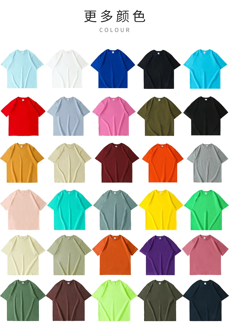 Men's and Women's T-shirts 300G Heavy Gray-purple Round Neck Short-sleeved T-shirts Women's Basic Pure Cotton Simple