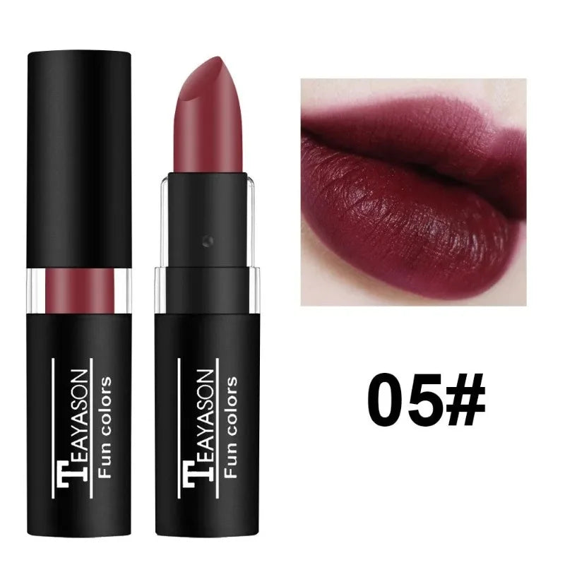 12 Colors Nude Lipstick Matte Velvety Vampire Makeup Punk Black Lip Gloss Smooth Waterproof Lasting Durable Dark Paint Cosmetics