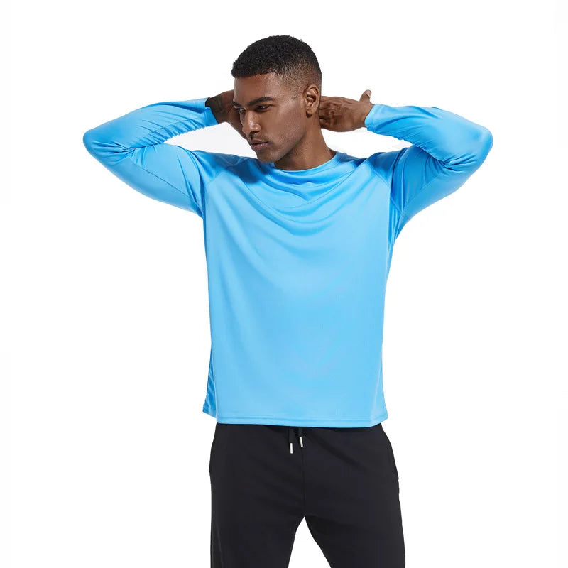 Men Long Sleeve t-Shirt Upf 50+ Sun Protection Shirts Tops Breathable Hiking Fishing t-Shirts Casual Tees Man Clothes Streetwear