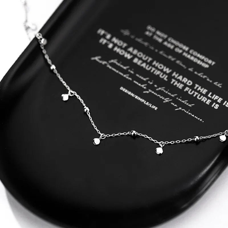 Silver Color Round Piece Tassel Choker Necklaces Niche Design Chains Ball Rock Lady Clavicle Chain Girl Jewelry