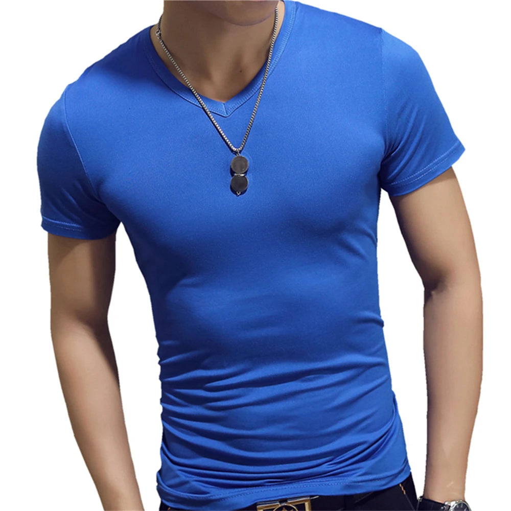 Mens Slim Fit T Shirt Short Sleeve 7 Color Streetwear Gym Tee For Men Breathable Moisture Wicking