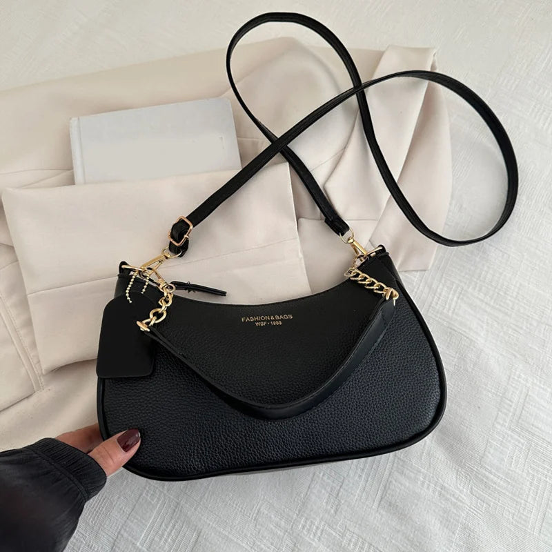 Crossbody Bag for Women Adjustable Strap Crescent Shoulder Bag PU Leather Zipper Closure Casual Handbag for Work Travel