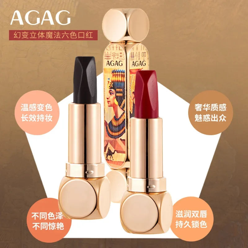 AGAG 6-Color Double Tube Matte Lipstick - Long-Lasting Lipstick