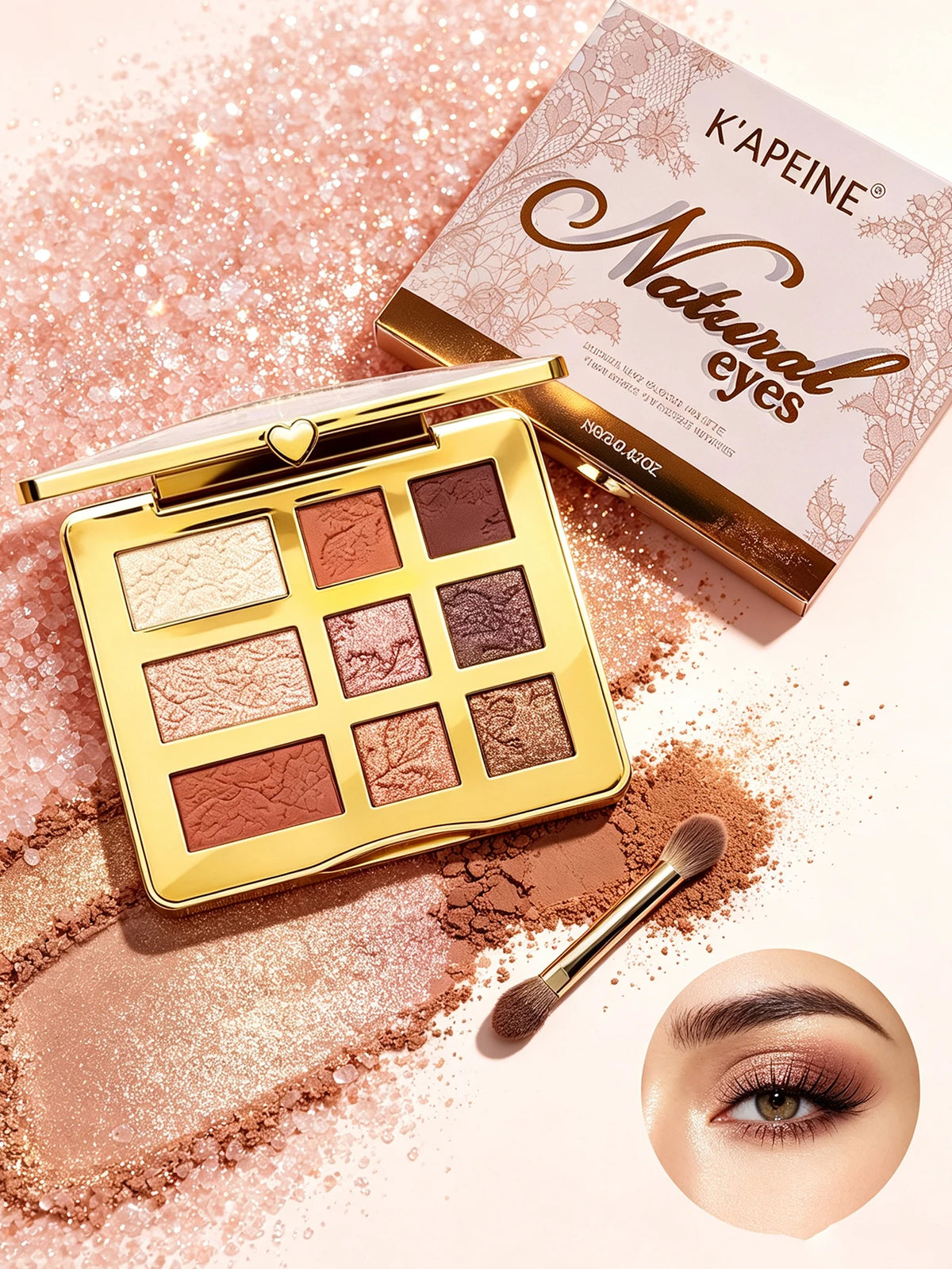 9-Color Eyeshadow Palette - Orange Brown Matte & Shimmer