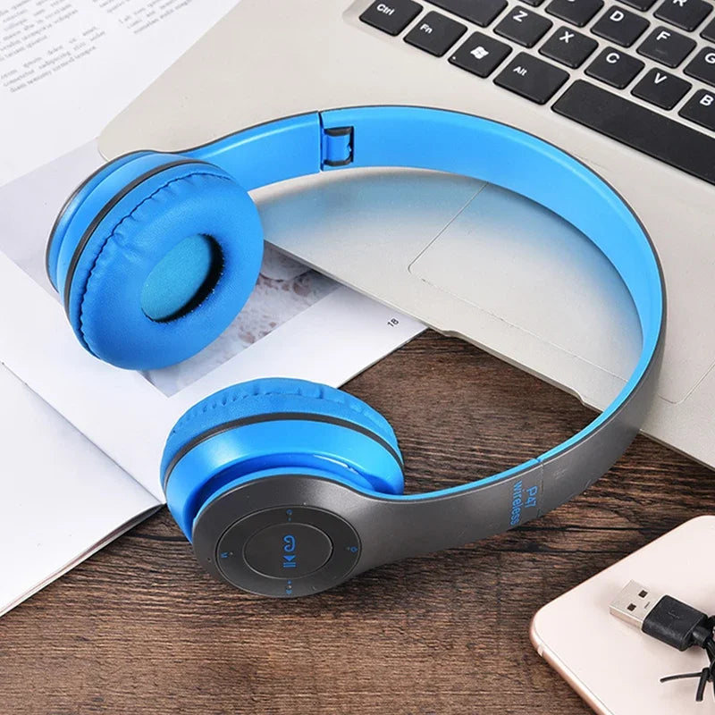 Auriculares inalámbricos P47 Bluetooth 5.0 Auriculares plegables HIFI estéreo graves para música, juegos, auriculares para niños y niñas para iPhone XiaoMi
