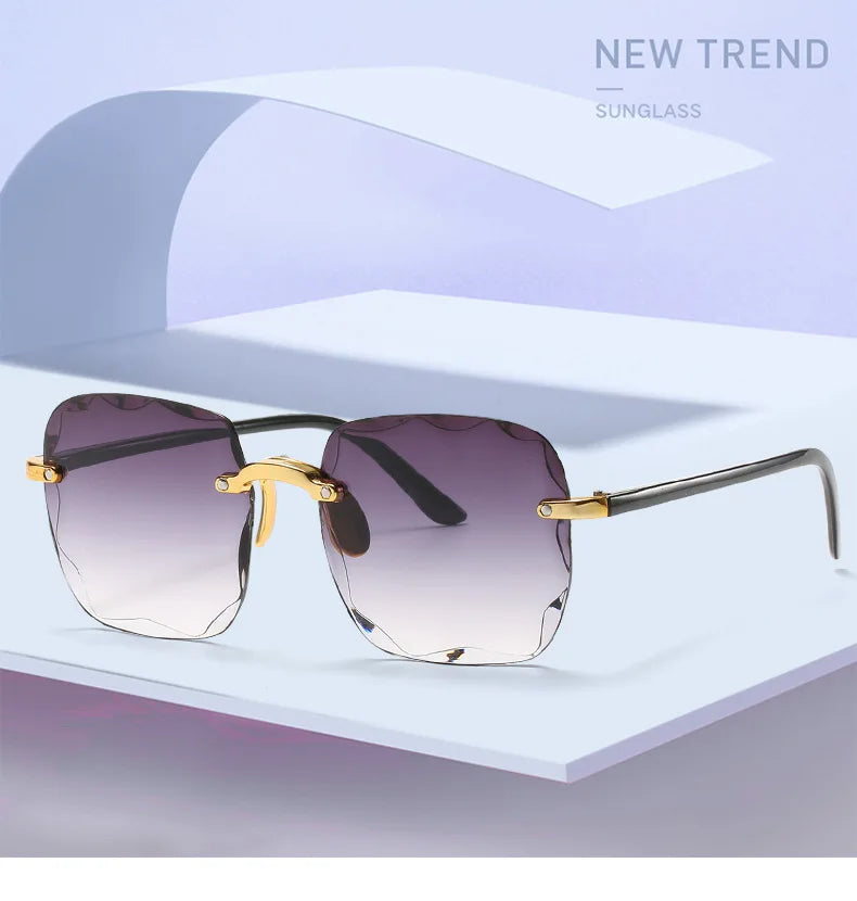 New Rimless Women's Sunglasses Fashion Gradient Lenses Sun glasses Lady Vintage pc Legs Classic Designer Shades sunglasses