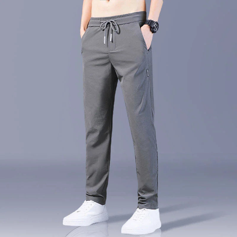 Summer Casual Ice Silk Pants Men's Trendy Large Size Long Trousers Korean Style Thin Straight Loose Sports Pants Quick Dry