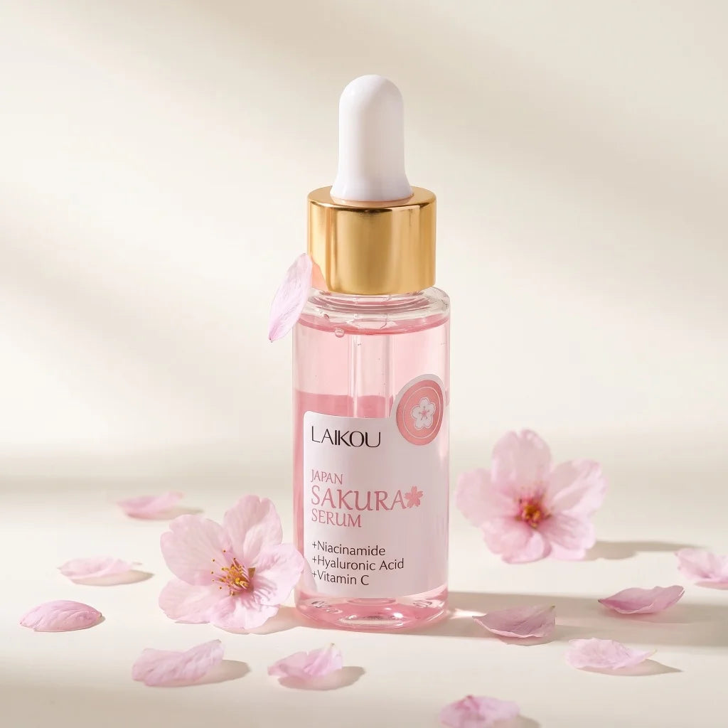 Sakura Serum Niacinamide Hyaluronic Acid Vitamin C Brightening Hydrating Moisturizing Glow Boost Daily Facial Skin Care Essence
