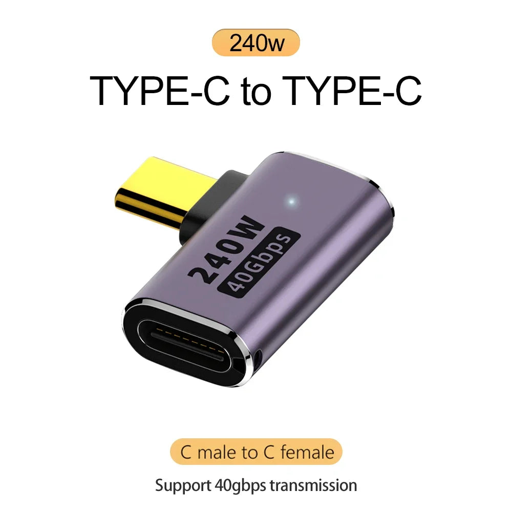 USB 4.0 PD 240W 8K USB-C Adapter – 40Gbps OTG Male to Female Connector