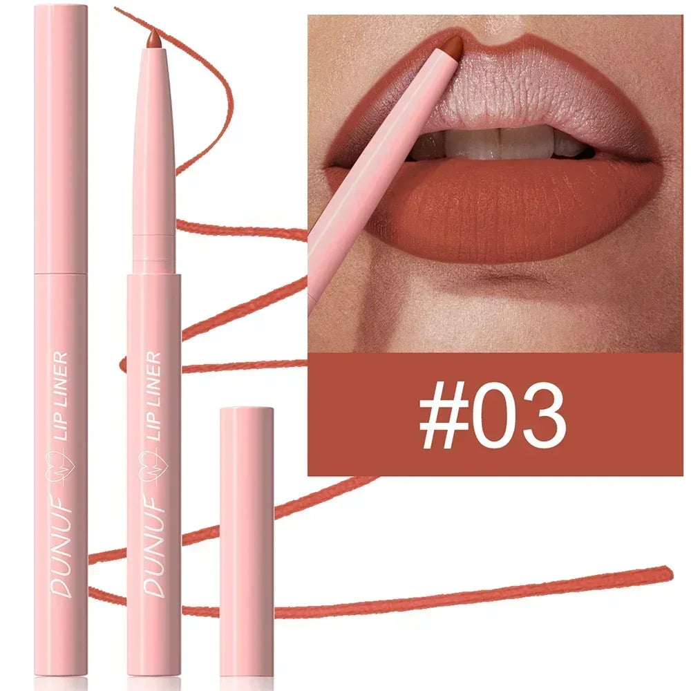 Dunuf 12 Color Velvet Matte Lip Liner Pencil Waterproof for Precise Lip Contour Nude Pink Set for Makeup Lovers