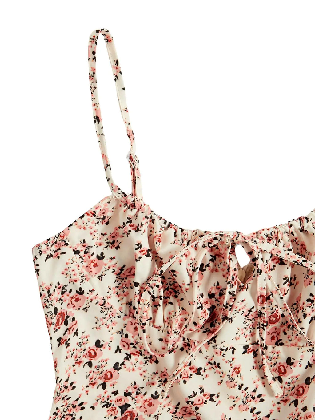 Women Sleeveless Cami Dress Floral Printed Tie Strap Square Neck Ruched Flowy Short Dress for Beach Vacation