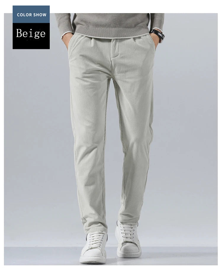 Autumn and Winter Men's Corduroy Trousers New Men's Clothing Stretch Slim Fit Casual Pants Fashion Mens Business Work Pants