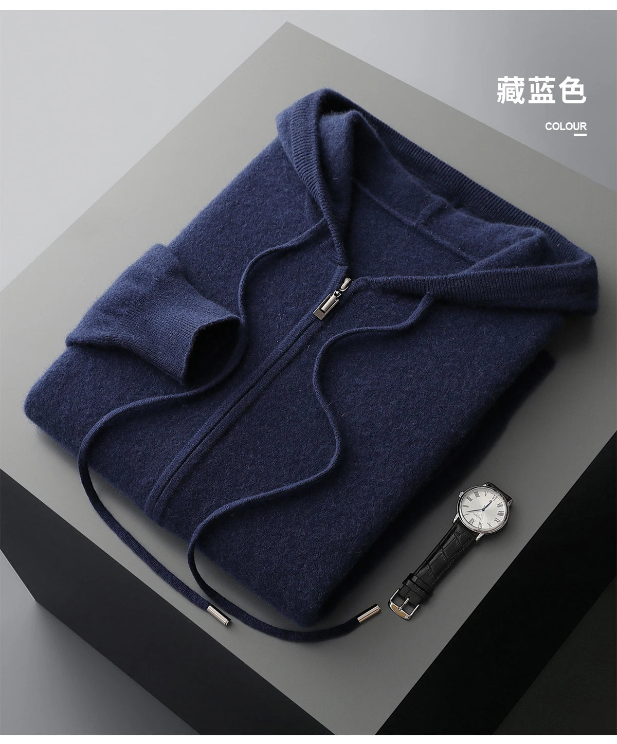 Men's Cashmere Knit Hooded Cardigan Zip Up Sweater For Premium High Quality Warmth And Style