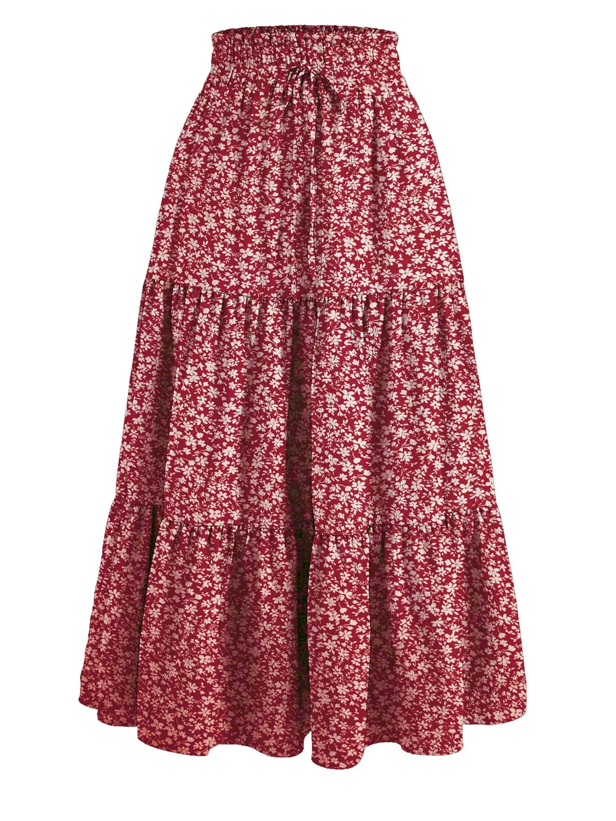 1PC Women's Summer Solid Color Bohemian A-line Midi Skirts 2026 New Female Vacation Casual Loose Faldas