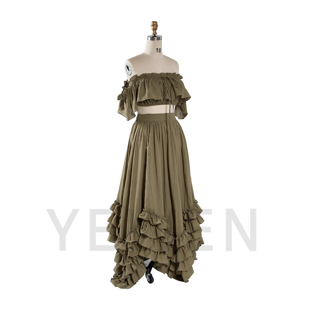 2 Piece Set Photography Dresses for Special Occasions Bump Friendly Long Dress for Photo Shoot Elegant Gowns Gala YW251018