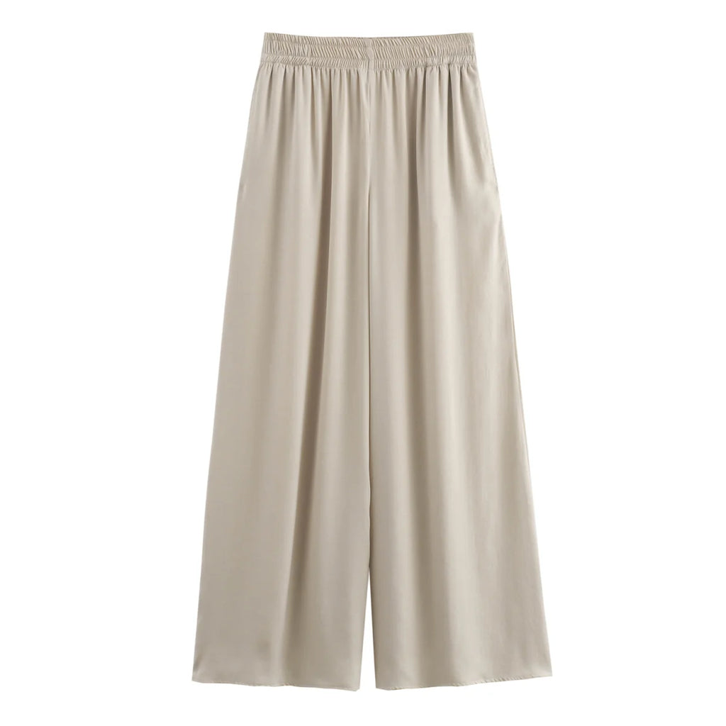 KONDALA Women's Wide Leg Pants - Casual Elastic Waist Trousers Pink