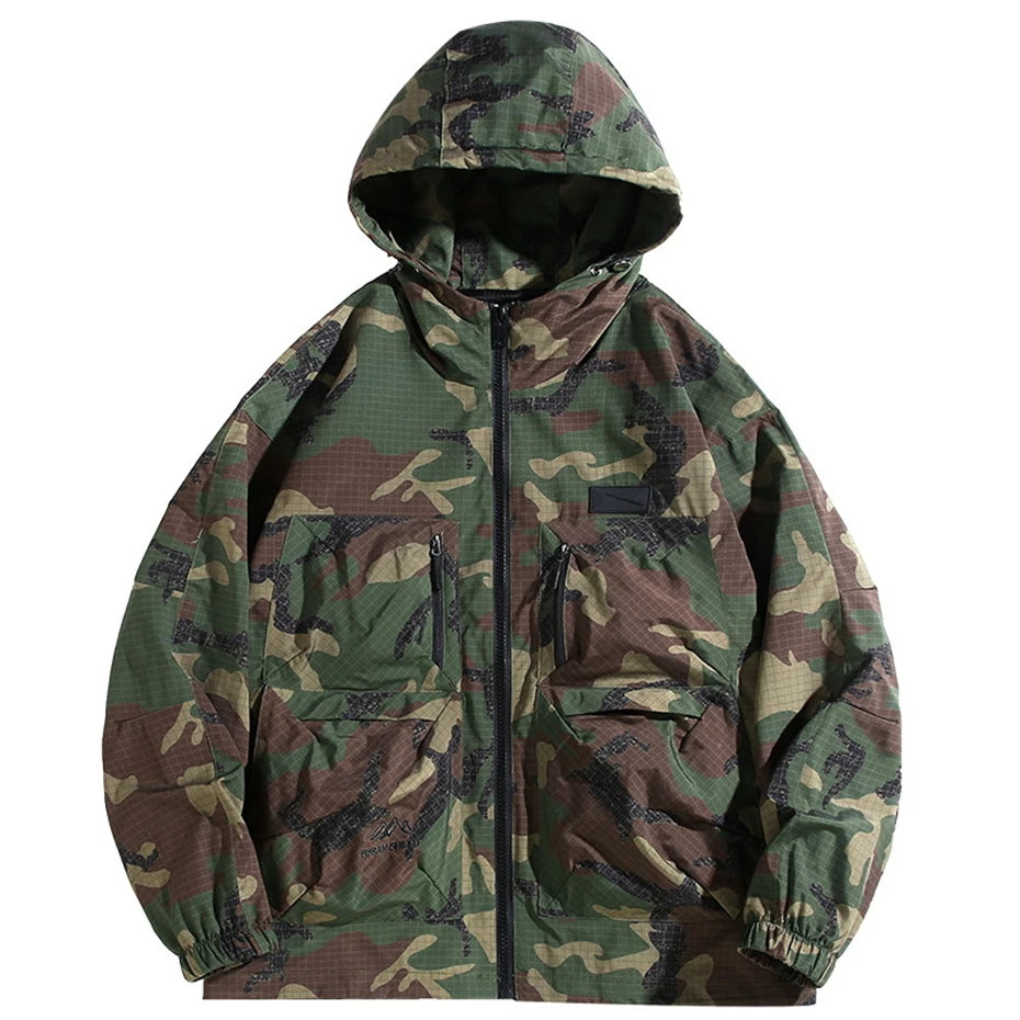Camouflage Cargo Jacket 12XL Plus Size Windbreaker For Men Outdoor Camouflage Coat