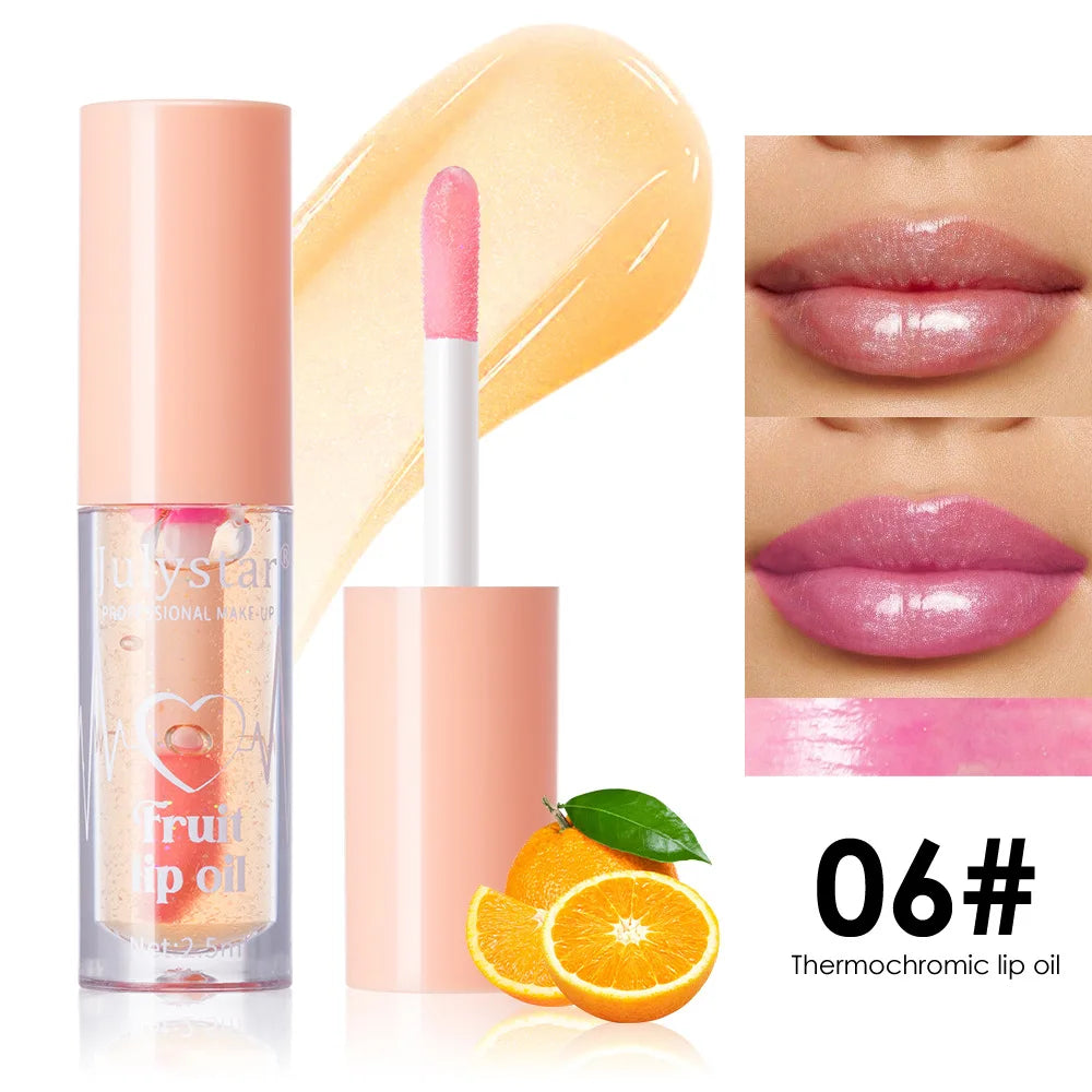 10Color Fruit Flavor Temperature Changing Lip Oil Set Hydrating Glossy Lip Gloss Brightening Water Light Lip Makeup Cosmetic Kit
