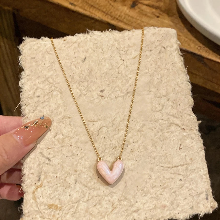 Electroplated Oil Drop Love Pendant Simple and Fashionable Necklace Light Luxury Elegant and High-End Necklace