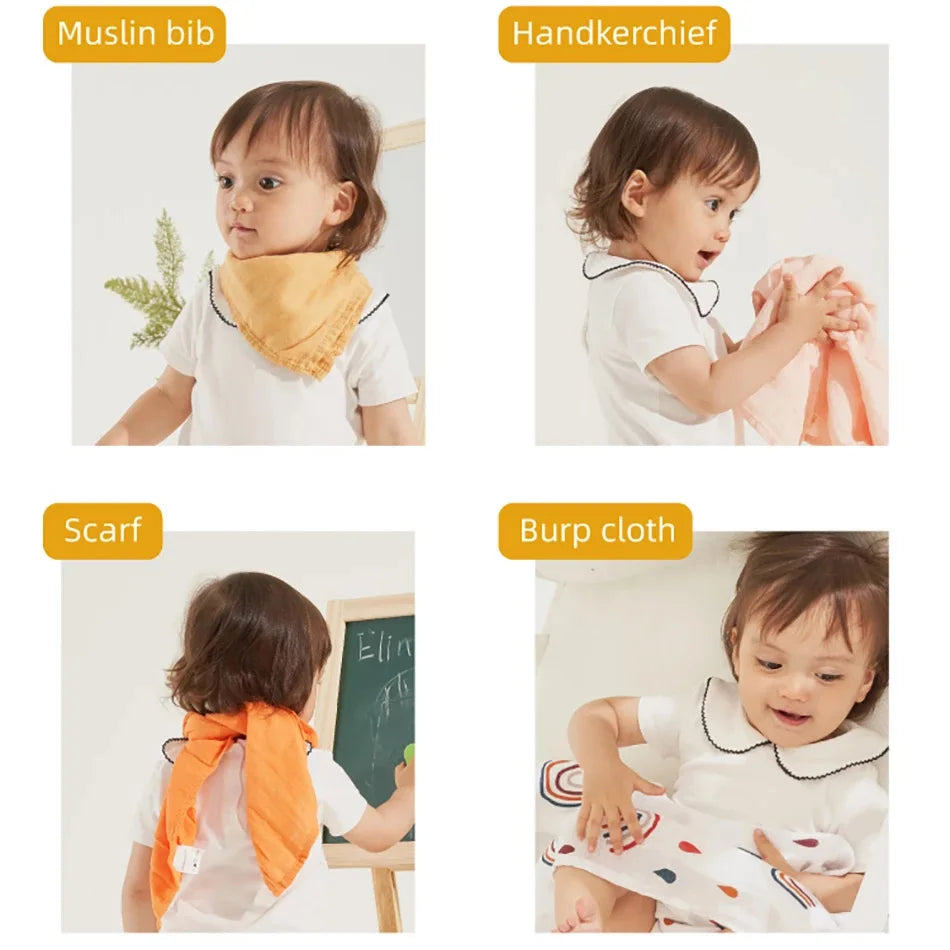 Kangobaby #My Soft Life# New 5pcs Set Multifunctional Baby Muslin Bib Newborn Blanket Breathable Child Scarf 60x60cm