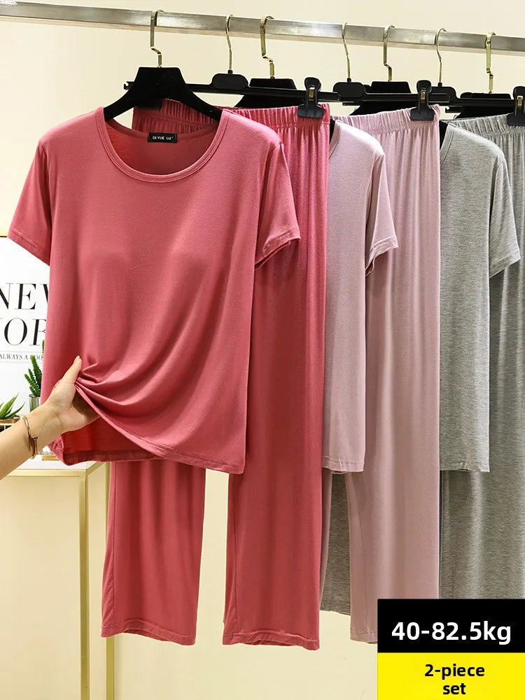 Women's Modal Two-Piece Pajama Set - Loose Lightweight Loungewear