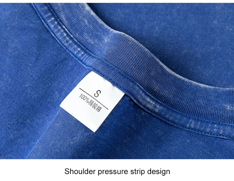 Couple Washed Retro 230g Heavy Duty Cotton Short Sleeved T-shirts Versatile For Men Women Summer Solid Color Loose T-shirt Top