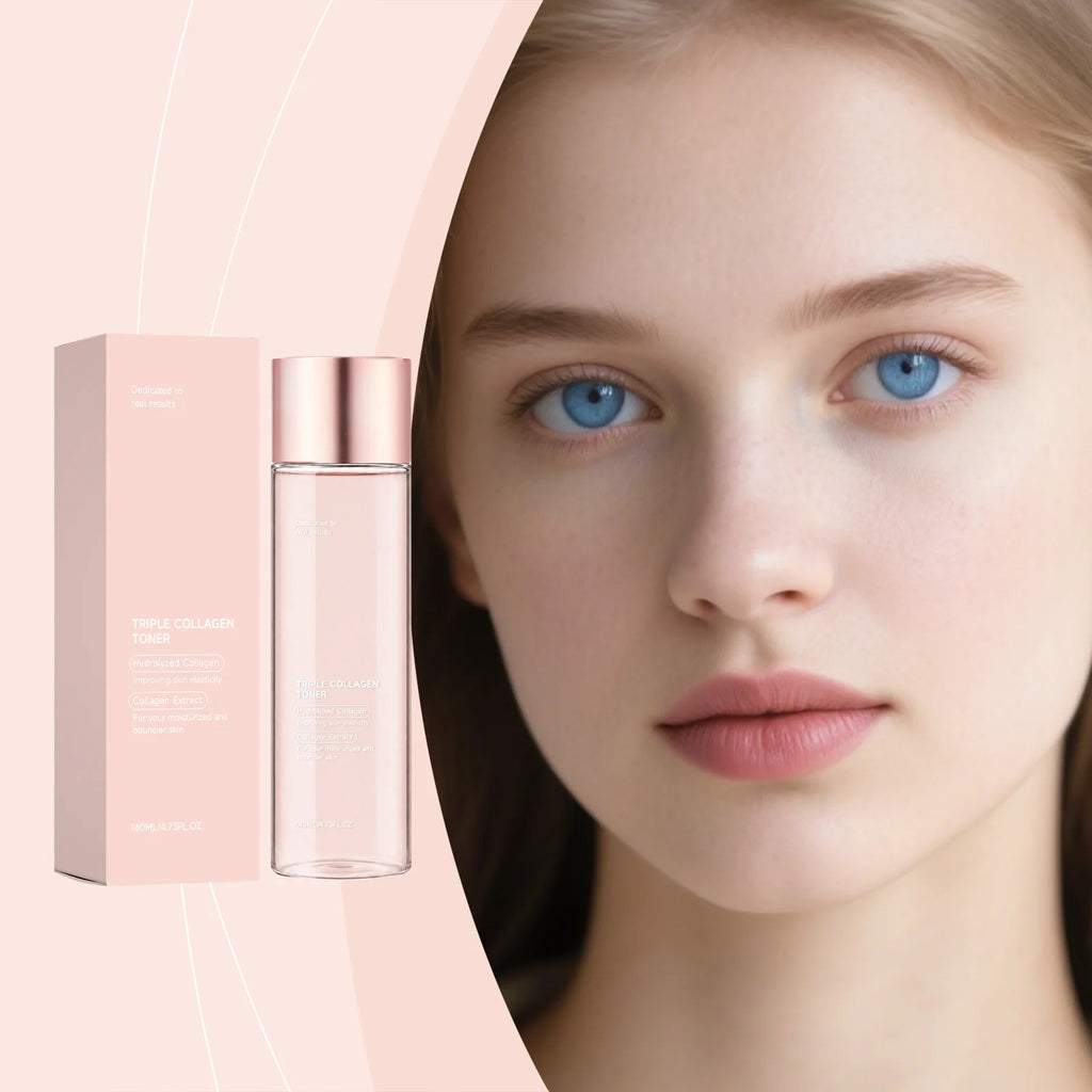 Triple Collagen Toner Moisturizing Watery Non‑Sticky Texture Hydrating Nourishing Skin Care Refreshing Large Capacity Face Toner