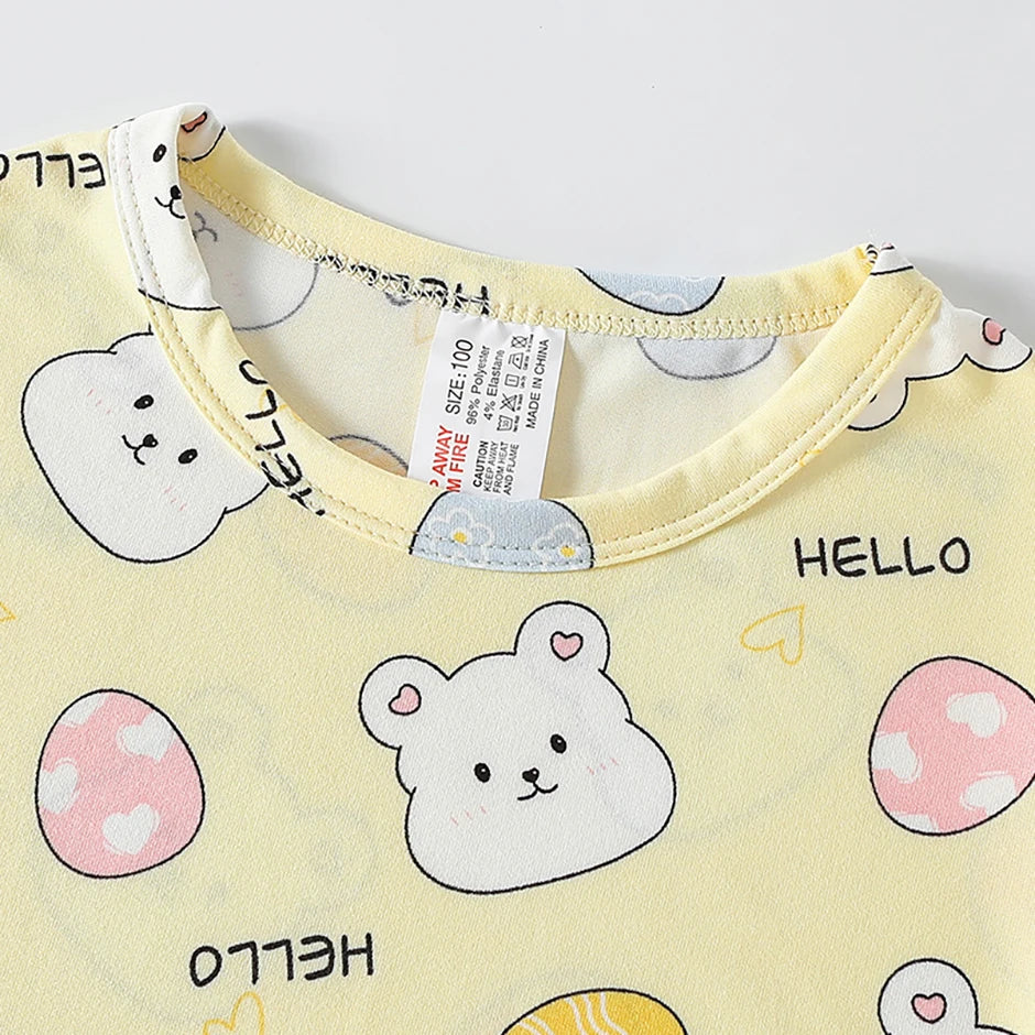 2/4-piece Summer And Autumn Children's Cute Cartoon Print Set For Boys And Girls Comfortable And Versatile Short Sleeved Shorts