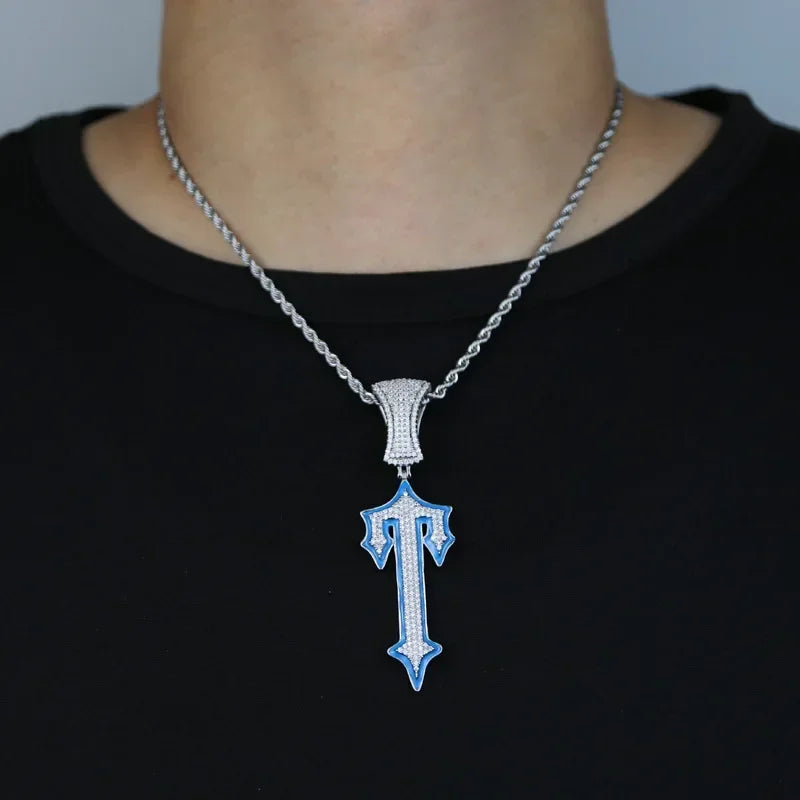 Moissanite Cross Pendant Necklace 14K Gold Long Chain Unisex Jewelry For Women And Men