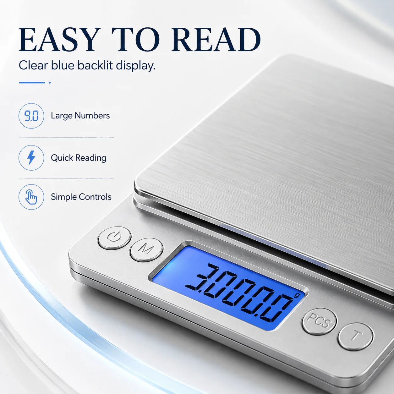 Báscula de cocina digital de acero inoxidable con pantalla LCD para pesar con precisión ingredientes de cocina y dietas
