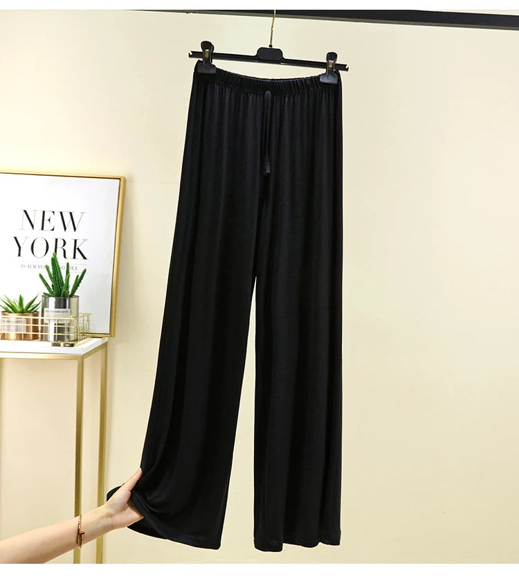 Women's Modal Wide-Leg High-Waisted Lounge Pants - Casual Summer
