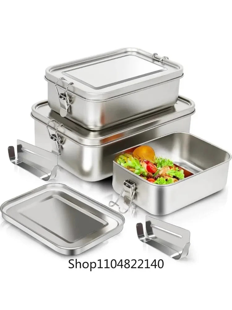 Fiambrera Bento de acero inoxidable, recipientes de almacenamiento de alimentos de metal con cierres de seguridad, fiambreras para el trabajo o la escuela