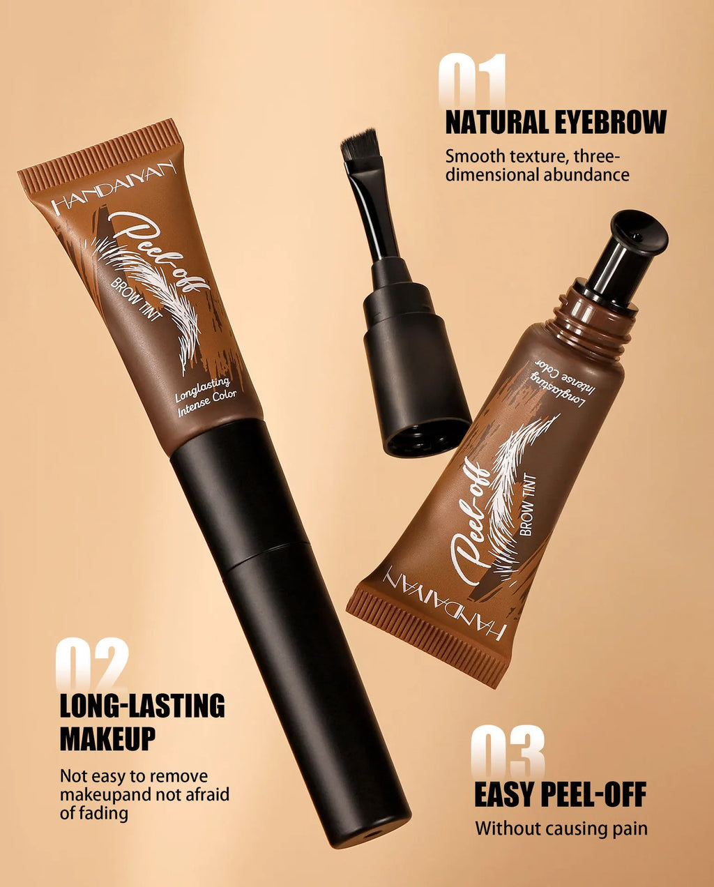 Eyebrow Tattoo Tint Semi Permanent Brow Tint Long-lasting Waterproof Natural Brown Liquid Eye Enhancers Brow Tattoo with Brush