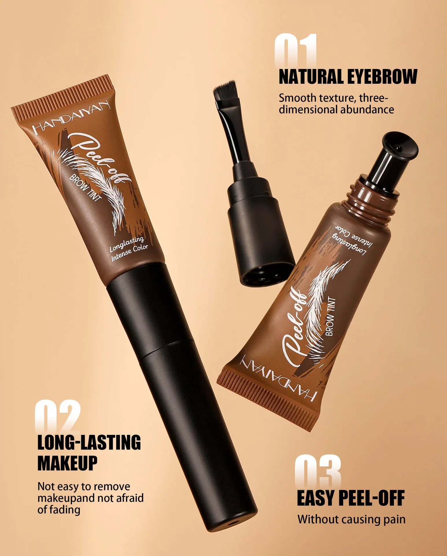 Eyebrow Tattoo Tint Semi Permanent Brow Tint Long-lasting Waterproof Natural Brown Liquid Eye Enhancers Brow Tattoo with Brush