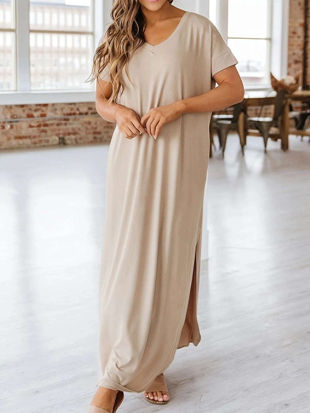 Women's Elegant V-Neck Slit Dress Summer Vacation Daily Dress