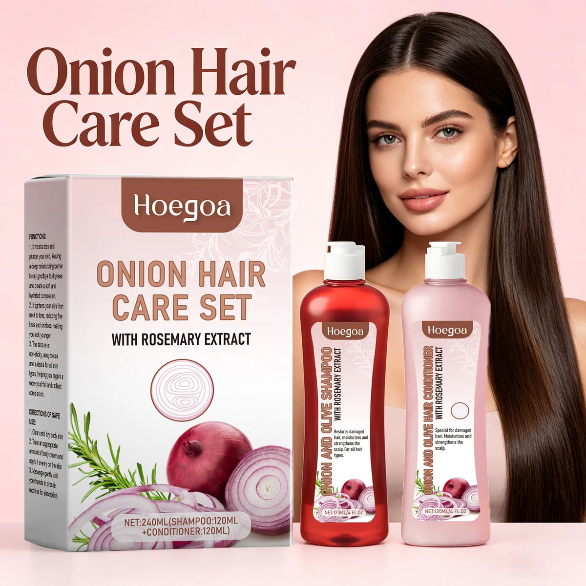 Onion and Rosemary Hair Shampoo and Conditioner Set - 240ml